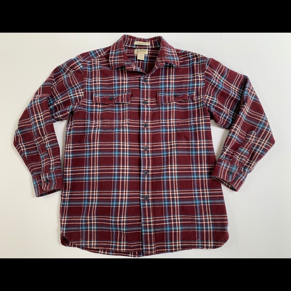 Men’s Vintage LLBean Chamois Red Flannel Shirt Med